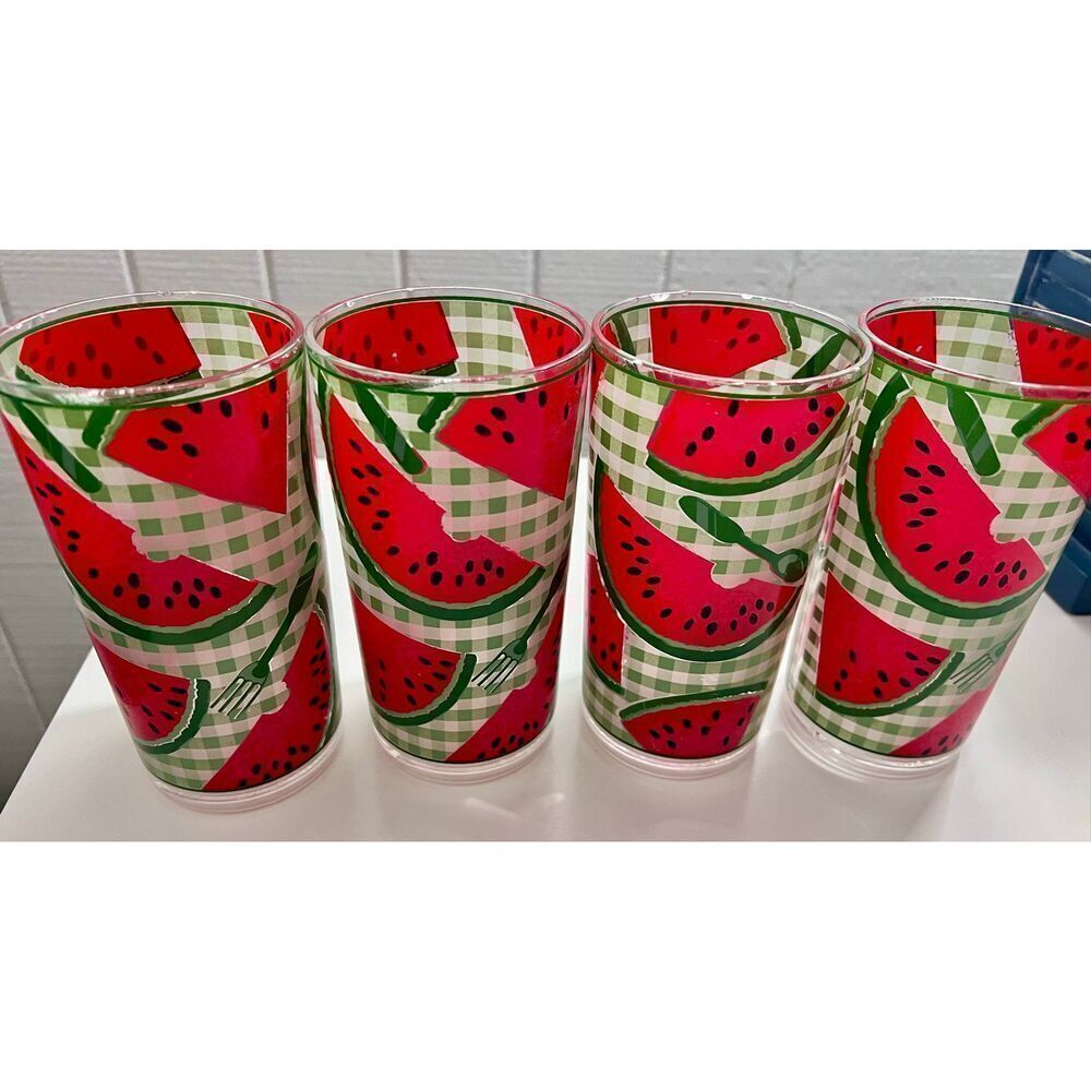 Vintage Acrylic Drinkware Set - Vintage 1980's Watermelon Tumbler Set Precisionc